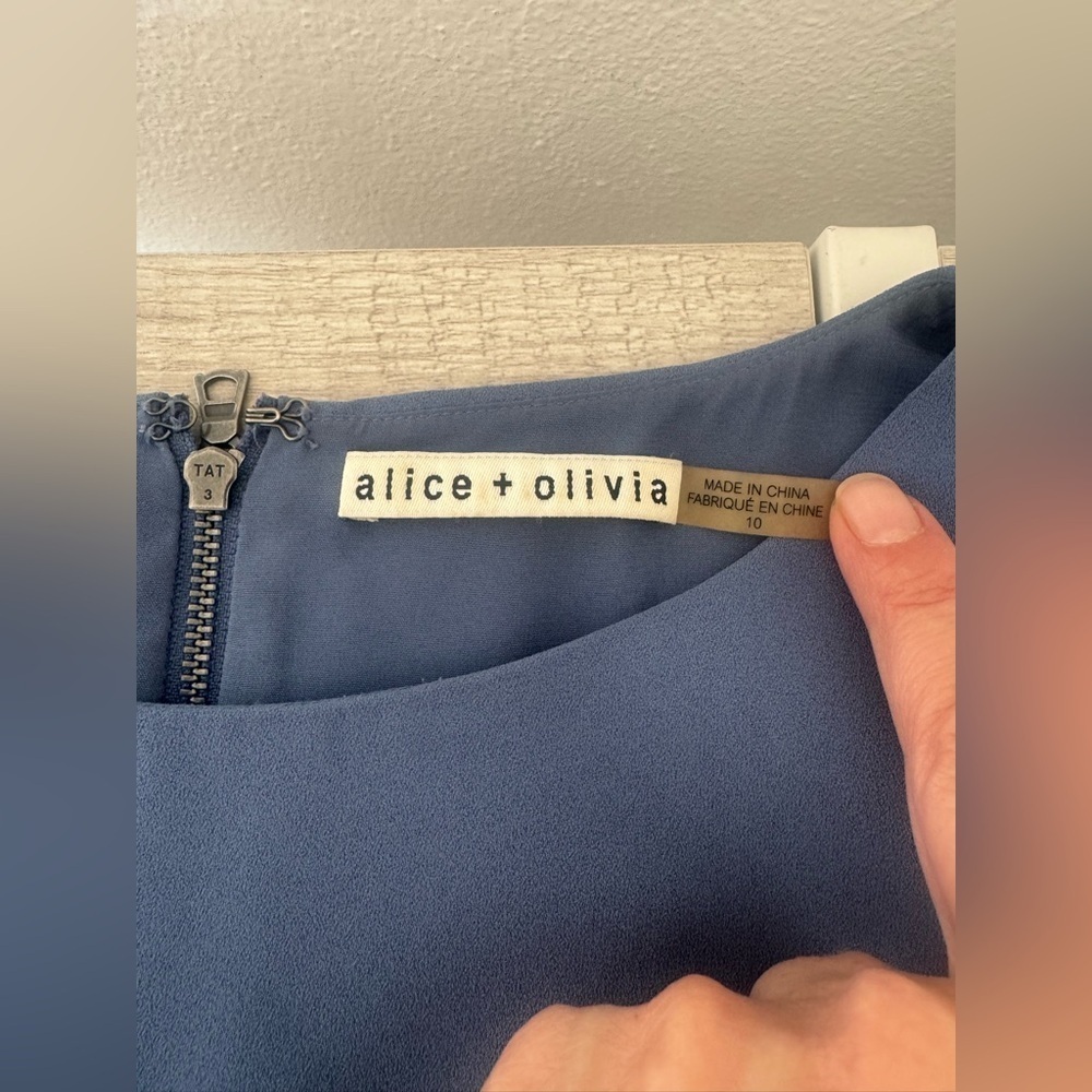 Alice and Olivia Clive Asymmetric Ruffle Mini Dress Cocktail Party Size 10 - Picture 9 of 9